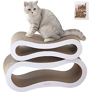THE LICKER STORE Suvi 26-in Modern Cardboard Infinity 2-in-1 Lounge Cat Scratcher with Catnip, Cloud