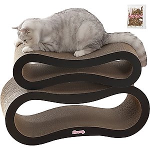 THE LICKER STORE Suvi 26-in Modern Cardboard Infinity 2-in-1 Lounge Cat Scratcher with Catnip, Ink