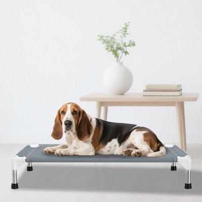 Show full view: Caghash Raised Elevated Stainless Steel Frame Outdoor & Indoor Dog Bed, Blue/White/Grey, Large: 39 x 27 x 5-in slide 7 of 8