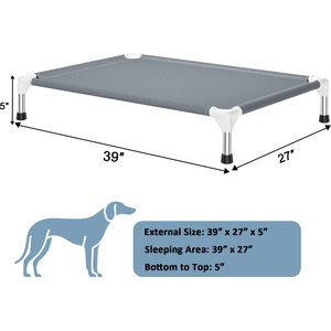 Caghash Raised Elevated Stainless Steel Frame Outdoor & Indoor Dog Bed, Blue/White/Grey, Large: 39 x 27 x 5-in