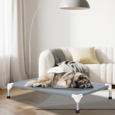 Show full view: Caghash Raised Elevated Stainless Steel Frame Outdoor & Indoor Dog Bed, Blue/White/Grey, Large: 39 x 27 x 5-in slide 6 of 8