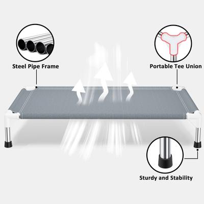 Show full view: Caghash Raised Elevated Stainless Steel Frame Outdoor & Indoor Dog Bed, Blue/White/Grey, Large: 39 x 27 x 5-in slide 2 of 8