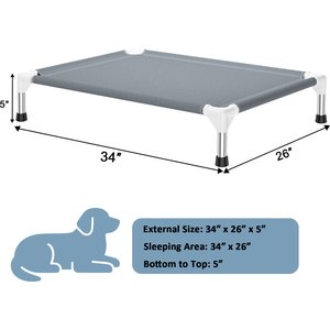 Caghash Raised Elevated Stainless Steel Frame Outdoor & Indoor Dog Bed, Grey, Medium: 34 x 26 x 5-in