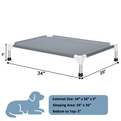 Show full view: Caghash Raised Elevated Stainless Steel Frame Outdoor & Indoor Dog Bed, Blue/White/Grey, Medium: 34 x 26 x 5-in slide 5 of 8