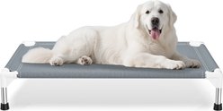 Caghash Raised Elevated Stainless Steel Frame Outdoor & Indoor Dog Bed, Blue/White/Grey, Large: 39 x 27 x 5-in
