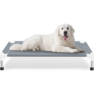 Caghash Raised Elevated Stainless Steel Frame Outdoor & Indoor Dog Bed, Blue/White/Grey, Large: 39 x 27 x 5-in
