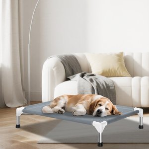 Caghash Raised Elevated Stainless Steel Frame Outdoor & Indoor Dog Bed, Grey, Medium: 34 x 26 x 5-in
