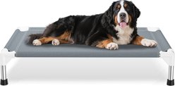 Caghash Raised Elevated Stainless Steel Frame Outdoor & Indoor Dog Bed, Blue/White/Grey, Medium: 34 x 26 x 5-in