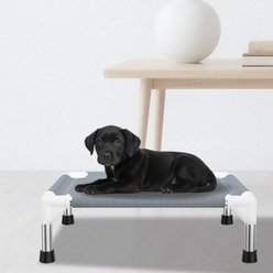 Caghash Raised Elevated Stainless Steel Frame Outdoor & Indoor Dog Bed, Blue/White/Grey, Small: 20 x 20 x 5-in slide 2 of 7