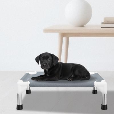 Show full view: Caghash Raised Elevated Stainless Steel Frame Outdoor & Indoor Dog Bed, Blue/White/Grey, Small: 20 x 20 x 5-in slide 8 of 9