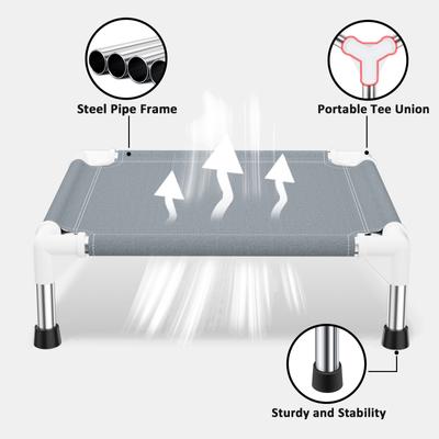 Show full view: Caghash Raised Elevated Stainless Steel Frame Outdoor & Indoor Dog Bed, Blue/White/Grey, Small: 20 x 20 x 5-in slide 3 of 9