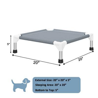 Show full view: Caghash Raised Elevated Stainless Steel Frame Outdoor & Indoor Dog Bed, Blue/White/Grey, Small: 20 x 20 x 5-in slide 6 of 9
