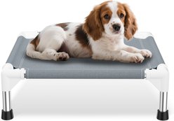 Caghash Raised Elevated Stainless Steel Frame Outdoor & Indoor Dog Bed, Blue/White/Grey, Small: 20 x 20 x 5-in