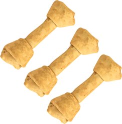 The Treat Shack Knotted 4 to 5-in Peanut Butter Flavor Rawhide Bone Dog Treats, 10 count