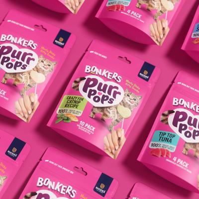 Show full view: Bonkers Purrpops Catnip Flavored Lollipop Freeze-Dried Cat Treats, 0.2-oz bag, 4 count slide 4 of 11