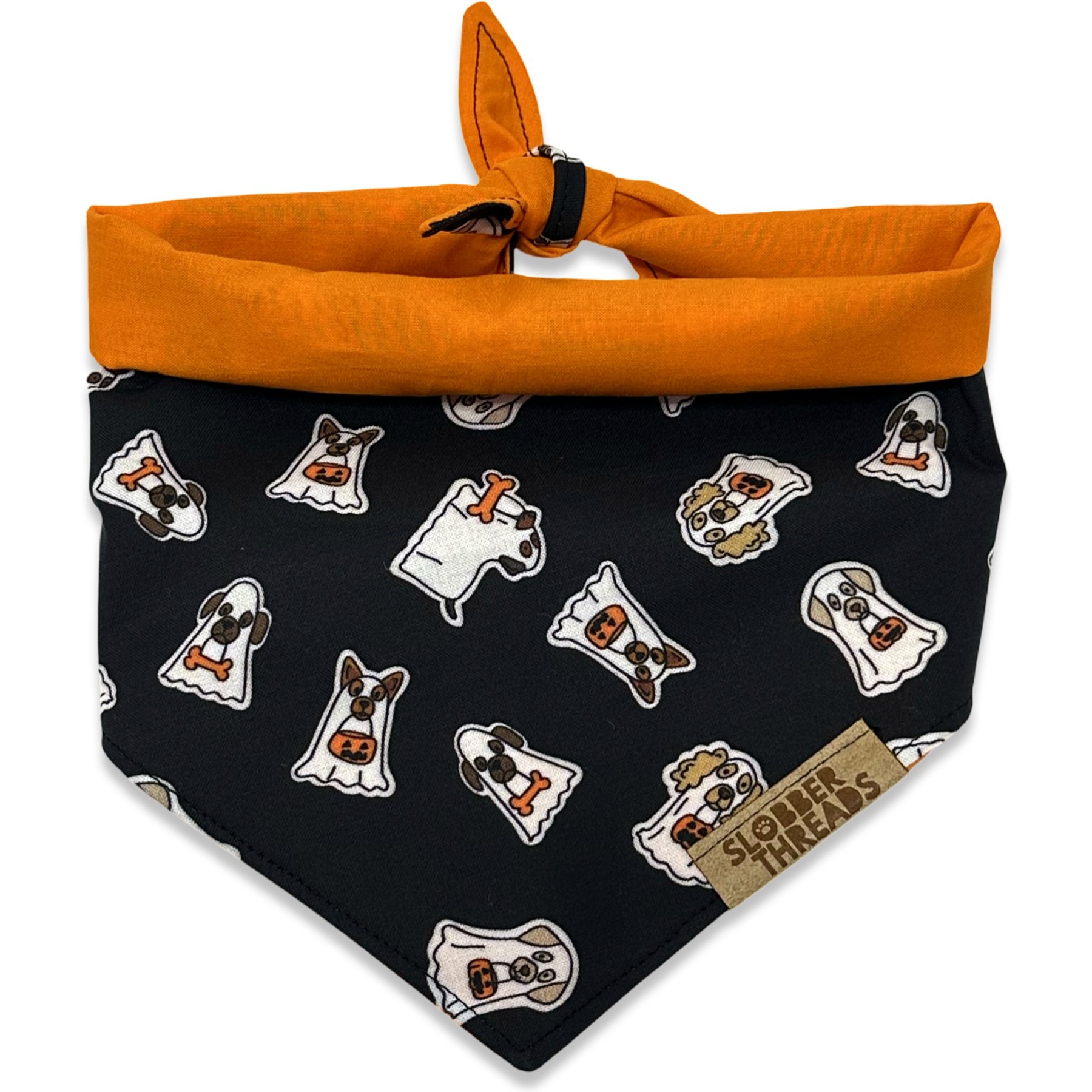 Slobber Threads Halloween Ghost Dogs Dog Bandana, Medium
