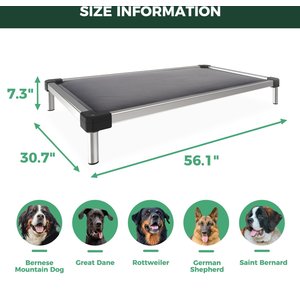FXW TitanNest Padded Chew-Proof Elevated Dog Bed, Grey, X-Large: 56-in