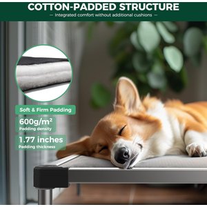FXW TitanNest Padded Chew-Proof Elevated Dog Bed, Grey, X-Large: 56-in