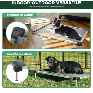 FXW TitanNest Padded Chew-Proof Elevated Dog Bed, Grey, Medium: 30-in