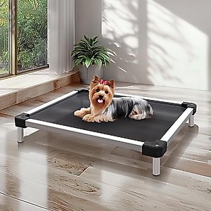 FXW TitanNest Cooling Chew-Proof Elevated Dog Bed, Grey, Small: 24-inch