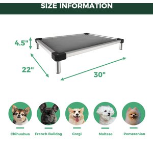 FXW TitanNest Padded Chew-Proof Elevated Dog Bed, Grey, Medium: 30-in