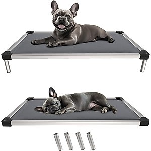 FXW TitanNest Padded Chew-Proof Elevated Dog Bed, Grey, Medium: 30-in