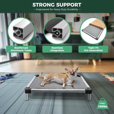 Show full view: FXW TitanNest Padded Chew-Proof Elevated Dog Bed, Grey, Small: 24-in slide 5 of 10