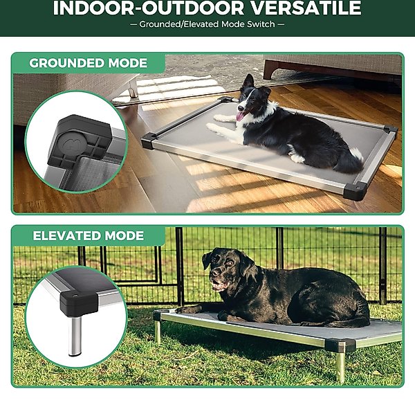 FXW TitanNest Padded Chew-Proof Elevated Dog Bed, Grey