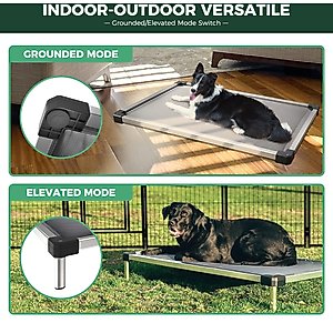 FXW TitanNest Padded Chew-Proof Elevated Dog Bed, Grey, Medium: 42-in