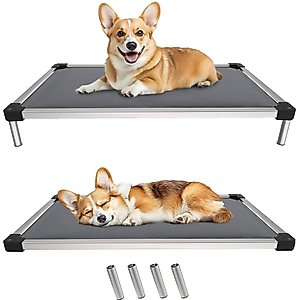 FXW TitanNest Padded Chew-Proof Elevated Dog Bed, Grey, Medium: 42-in