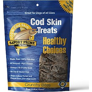 Savory Prime Cod Skin Crunchy Bites Dog Treats, 8-oz bag
