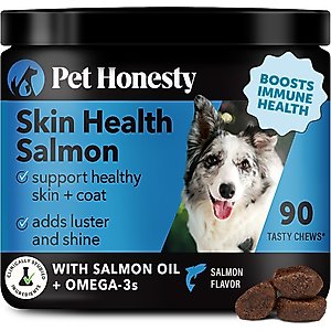 Pet Honesty Skin Health Salmon Salmon Flavor Soft Chews Skin & Coat, Fish Oil Supplement for Dogs, 90-count