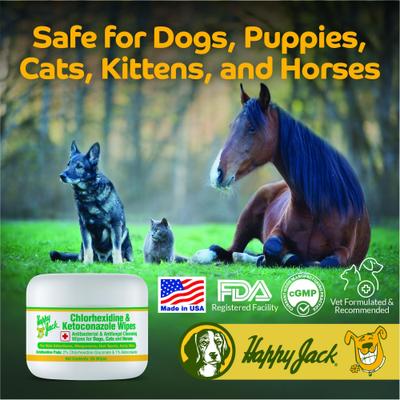 Show full view: Happy Jack KetoHexidine Dog, Cat & Horse Wipes with Chlorhexidine & Ketoconazole, 50 count slide 8 of 11
