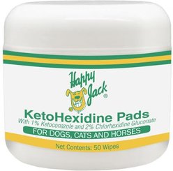 Happy Jack KetoHexidine Dog, Cat & Horse Wipes with Chlorhexidine & Ketoconazole, 50 count