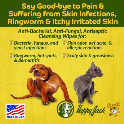 Show full view: Happy Jack KetoHexidine Dog, Cat & Horse Wipes with Chlorhexidine & Ketoconazole, 50 count slide 3 of 11