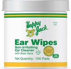 Happy Jack Aloe Vera & Cucumber Eucalyptus Scent Dog, Cat & Horse Ear Wipes, 100 count