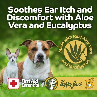 Show full view: Happy Jack Aloe Vera & Cucumber Eucalyptus Scent Dog, Cat & Horse Ear Wipes, 100 count slide 2 of 9