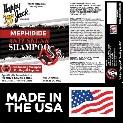 Show full view: Happy Jack Mephidide Anti Skunk Dog & Cat Shampoo, 16-fl oz bottle slide 9 of 11