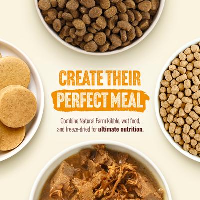 Show full view: Natural Farm Adult Grain-Free 95% Animal Ingredients Chicken Recipe Canned Wet Dog Food, 12-oz can, case of 12 slide 8 of 10