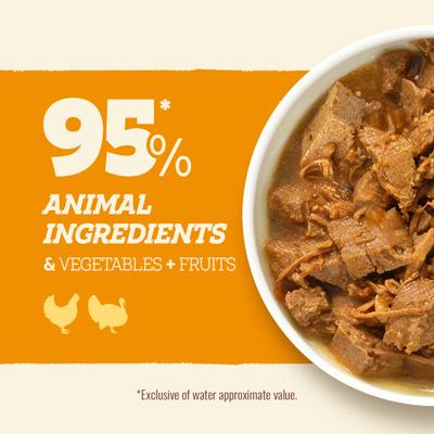 Show full view: Natural Farm Adult Grain-Free 95% Animal Ingredients Chicken Recipe Canned Wet Dog Food, 12-oz can, case of 12 slide 3 of 10