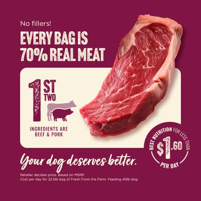 Show full view: Natural Farm Fresh Beef Recipe with Collagen Dry Dog Food, 22.5-lb bag slide 4 of 11
