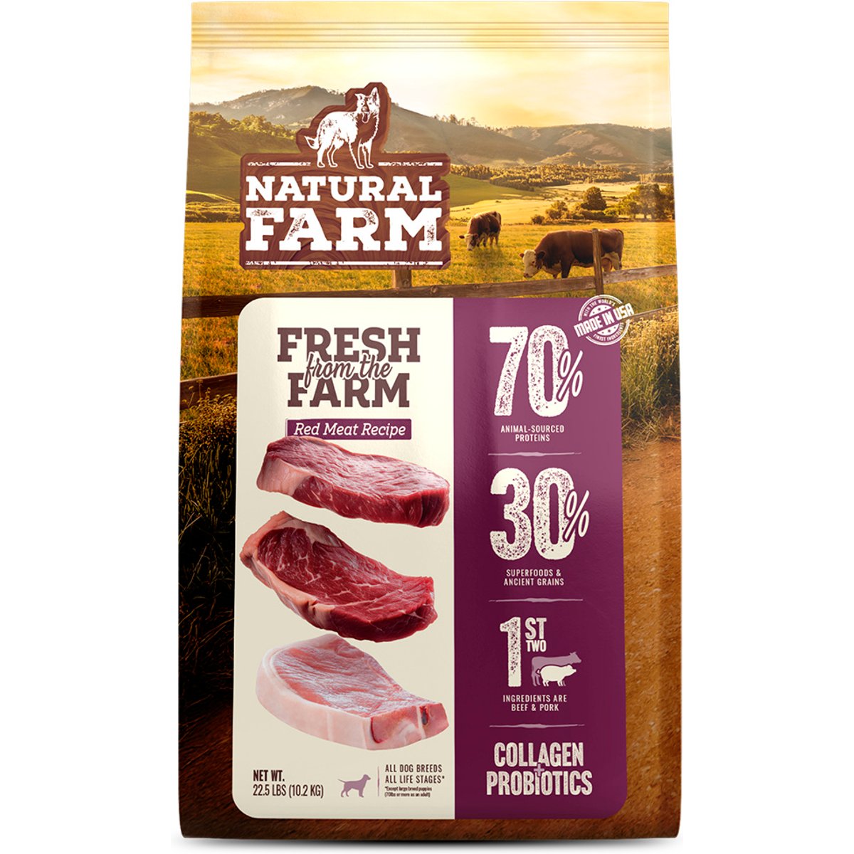 Natural Farm Fresh Beef Recipe with Collagen Dry Dog Food, 22.5-lb bag