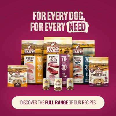 Show full view: Natural Farm Adult Grain-Free 95% Animal Ingredients Beef Recipe Canned Wet Dog Food, 12-oz can, case of 12 slide 9 of 10