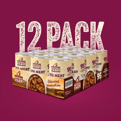 Show full view: Natural Farm Adult Grain-Free 95% Animal Ingredients Beef Recipe Canned Wet Dog Food, 12-oz can, case of 12 slide 6 of 10