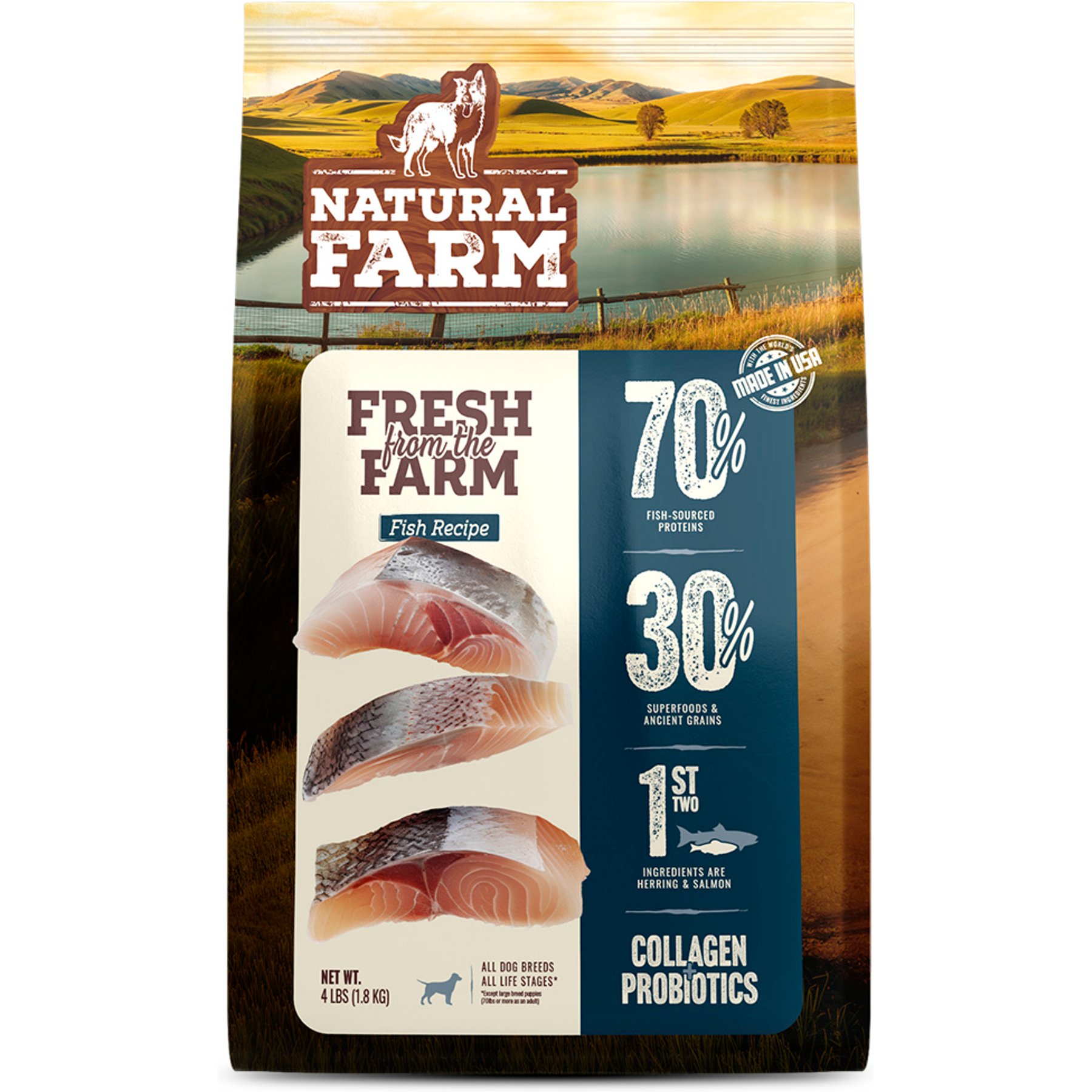 Natural Farm Fresh Salmon Recipe with Collagen Dry Dog Food, 8-lb bundle
