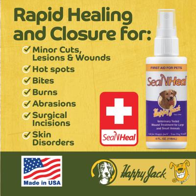 Show full view: Happy Jack Seal 'N Heal Liquid Bandage Spray for Dogs & Cats, 4-fl oz bottle slide 4 of 11