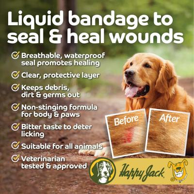 Show full view: Happy Jack Seal 'N Heal Liquid Bandage Spray for Dogs & Cats, 4-fl oz bottle slide 3 of 11