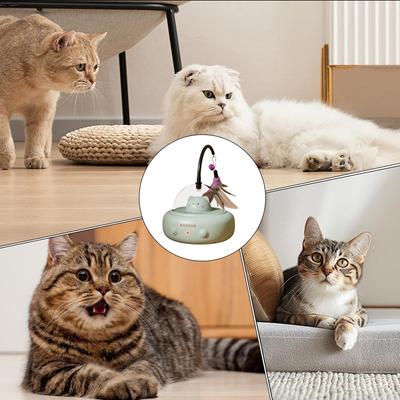 Show full view: Luckylala 2 in1 Interactive Smart Sensor Motion Cat Toy with Laser & Feather, Green slide 4 of 6
