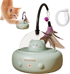 Luckylala 2 in1 Interactive Smart Sensor Motion Cat Toy with Laser & Feather, Green