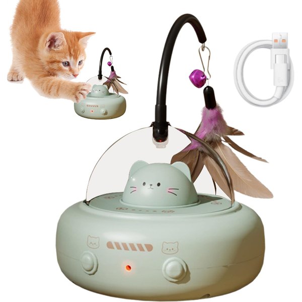 Luckylala 2 in 1 Interactive Smart Sensor Motion Cat Toy with Laser & Feather